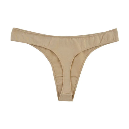 👙 6pcs Cotton Women's Thongs – Breathable Low Waist Underwear